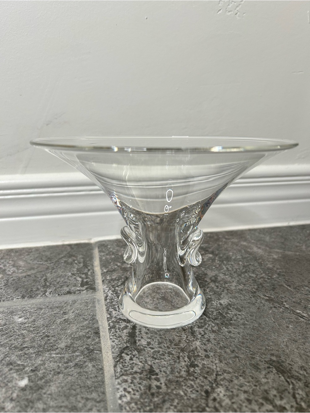 Vintage Mid Century Steuben Thumbprint Bouquet Crystal Vase Signed